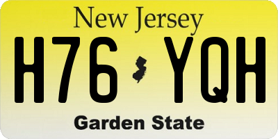 NJ license plate H76YQH