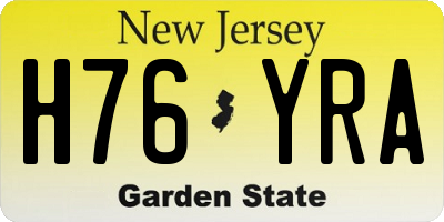 NJ license plate H76YRA