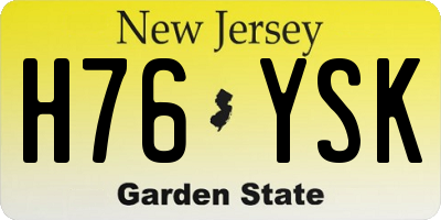 NJ license plate H76YSK