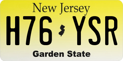 NJ license plate H76YSR