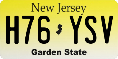 NJ license plate H76YSV