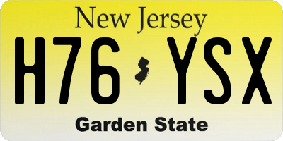 NJ license plate H76YSX