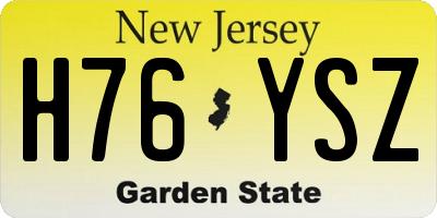 NJ license plate H76YSZ