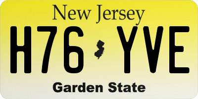 NJ license plate H76YVE