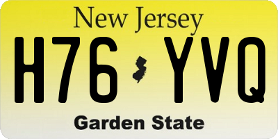 NJ license plate H76YVQ