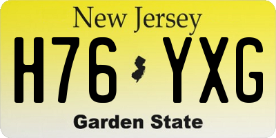 NJ license plate H76YXG