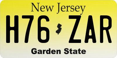 NJ license plate H76ZAR