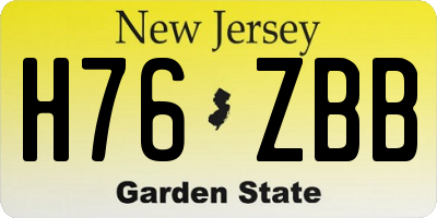 NJ license plate H76ZBB