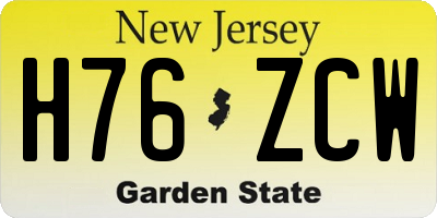 NJ license plate H76ZCW