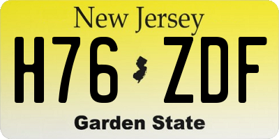 NJ license plate H76ZDF