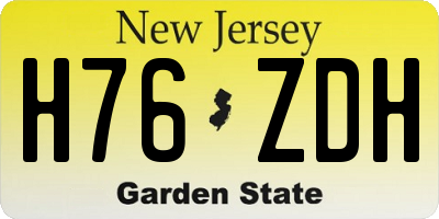 NJ license plate H76ZDH