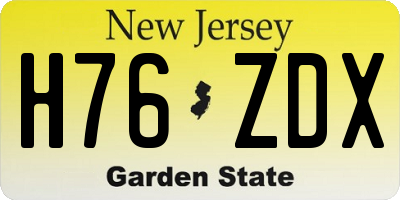 NJ license plate H76ZDX