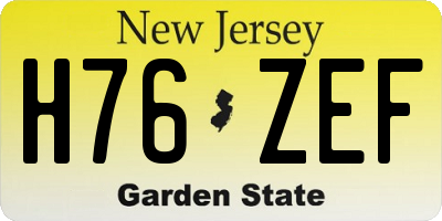 NJ license plate H76ZEF