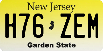NJ license plate H76ZEM