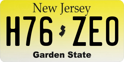 NJ license plate H76ZEO