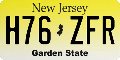 NJ license plate H76ZFR