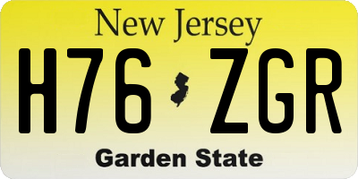 NJ license plate H76ZGR