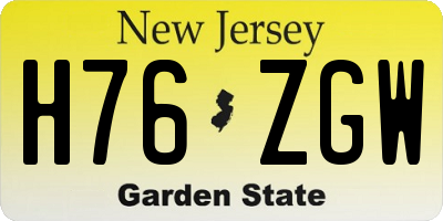 NJ license plate H76ZGW