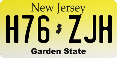 NJ license plate H76ZJH