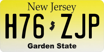 NJ license plate H76ZJP