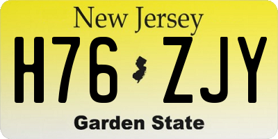 NJ license plate H76ZJY