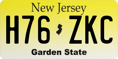 NJ license plate H76ZKC