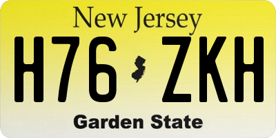 NJ license plate H76ZKH