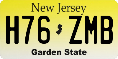 NJ license plate H76ZMB