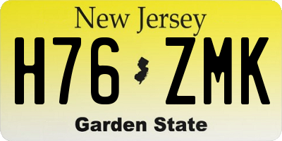 NJ license plate H76ZMK