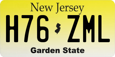 NJ license plate H76ZML