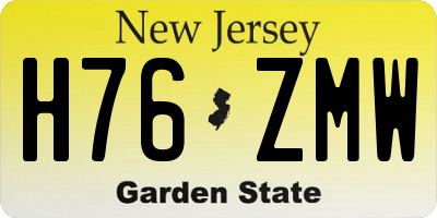 NJ license plate H76ZMW