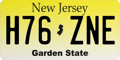 NJ license plate H76ZNE