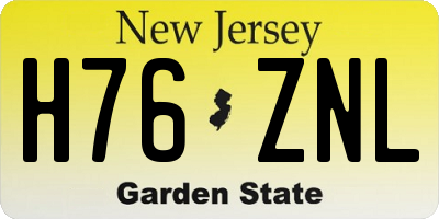 NJ license plate H76ZNL