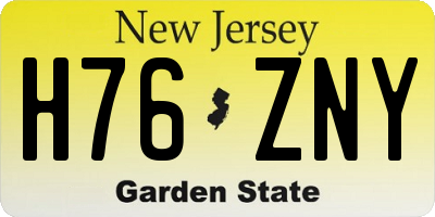 NJ license plate H76ZNY