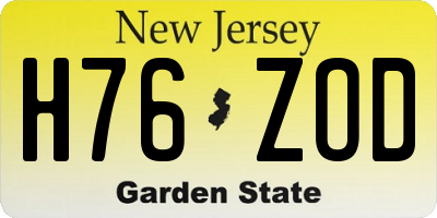 NJ license plate H76ZOD
