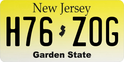 NJ license plate H76ZOG
