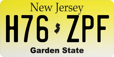 NJ license plate H76ZPF
