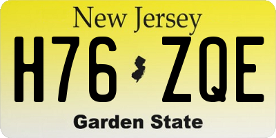 NJ license plate H76ZQE