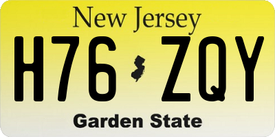 NJ license plate H76ZQY