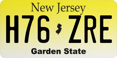 NJ license plate H76ZRE
