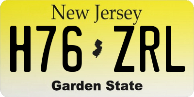 NJ license plate H76ZRL