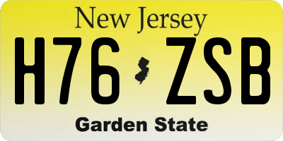 NJ license plate H76ZSB