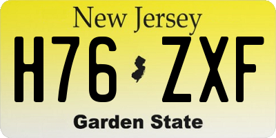 NJ license plate H76ZXF