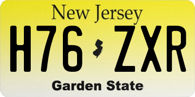 NJ license plate H76ZXR