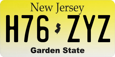 NJ license plate H76ZYZ