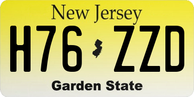 NJ license plate H76ZZD