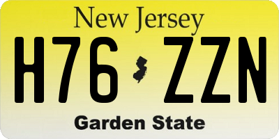NJ license plate H76ZZN