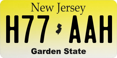 NJ license plate H77AAH