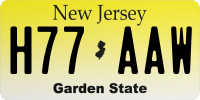 NJ license plate H77AAW