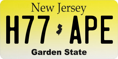NJ license plate H77APE